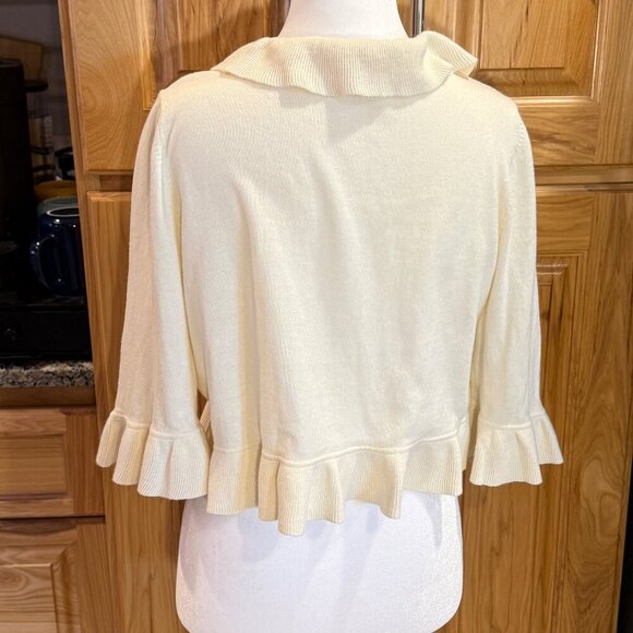 Lilly Pulitzer Ruffle Shrug Cropped Cardigan XL Cream Soft Knit EUC - Picture 2 of 7